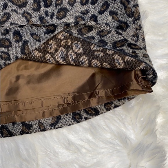 LOFT Animal Leopard Print Wool Mix Mini Skirt - Picture 7 of 8